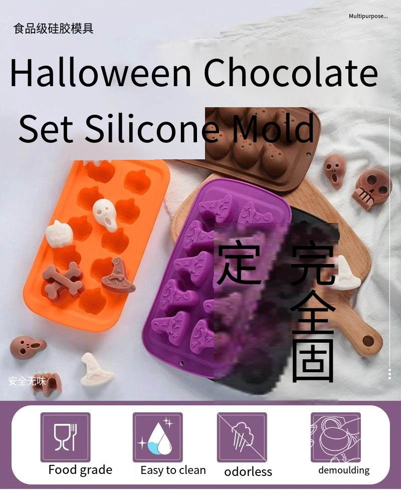 Halloween Chocolate Silicone Mold Pumpkin Skull Bat Ice Cube Custard Pudding DIY Candy Baking Mold
